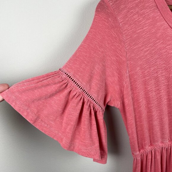 Anthropologie Sundry 1 Maxi Dress Small Pink Tiered Peasant Ruffle Short Sleeve - Picture 6 of 12